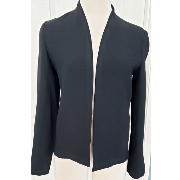 Eileen Fisher Petite Black Open Front Wool Blazer Minimalistic Quiet Luxury PP - Picture 1 of 10